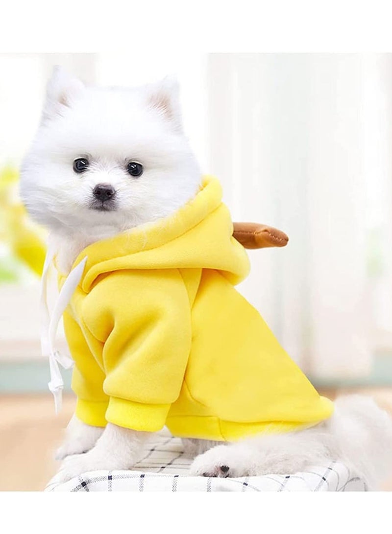 بدلة هودي للكلاب والقطط ملابس الحيوانات الأليفة ملابس  للكلاب زي تنكر شكل جزر دافئ سترة ملابس للطقس البارد ملابس خارجية للقطط والجراء والكلاب الصغيرة والكبيرة صفراء - Image 2